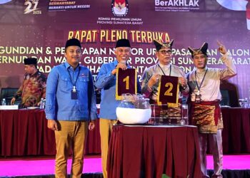 Sorak-Teriak Warnai Undian, ini Nomor Urut Paslon Pilgub Sumbar 2024
