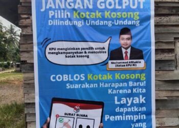 Viral! Spanduk Ajak Coblos Kotak Kosong di Dharmasraya, Apa Kata KPU Sumbar?