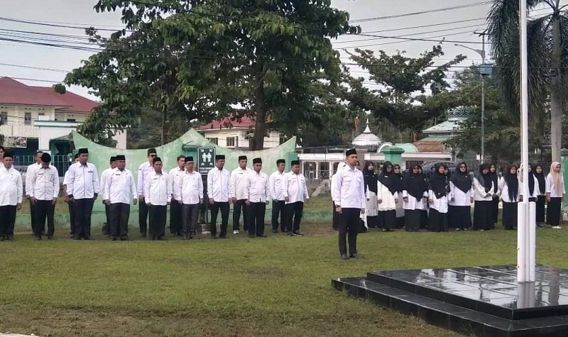 Kantor Kementerian Agama Kabupaten Dharmasraya menggelar upacara peringatan Hari Kesaktian Pancasila, Selasa (1/10/2024) (Foto: Ist)