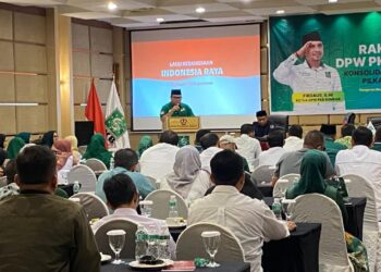 Sekretaris DPW PKB Sumbar, Rico Alviano saat memberikan sambutan. Minggu, (10/11/2024) [foto : sci/tmi]