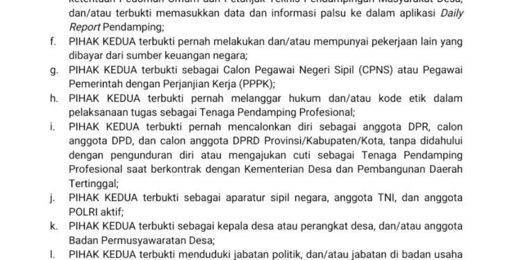 Kalusul kontrak pendamping desa. [foto : ss]