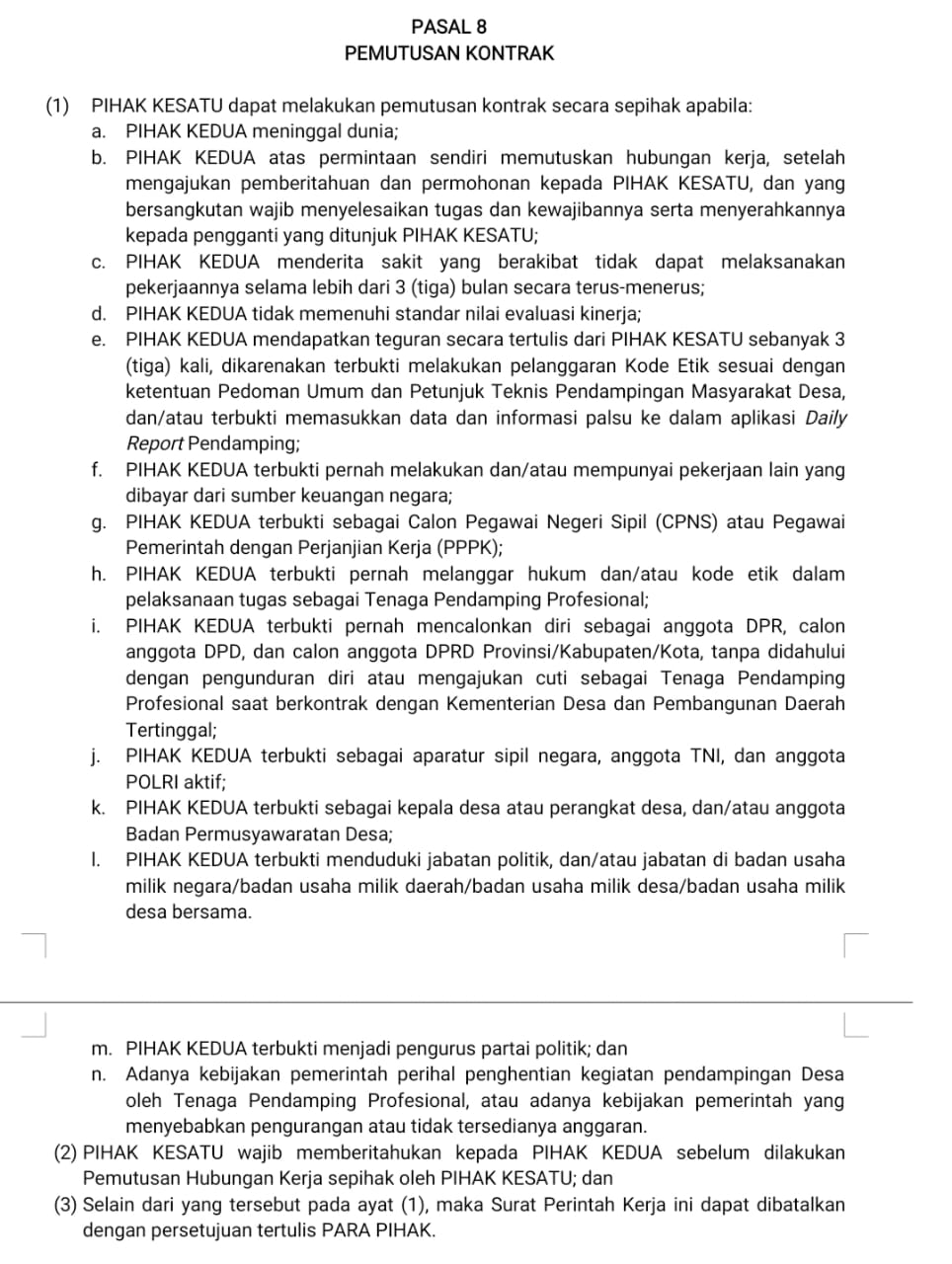 Kalusul kontrak pendamping desa. [foto : ss]