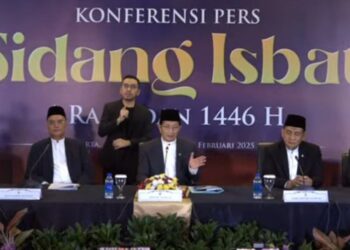 Konferensi pers hasil sidang isbat. [foto : screenshoot]