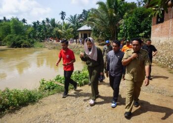 Kunjungi Titik Banjir, Bupati Dharmasraya Pastikan Keselamatan Warga