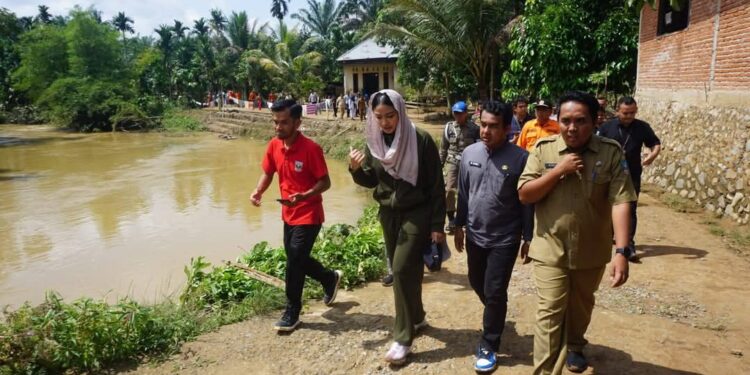 Kunjungi Titik Banjir, Bupati Dharmasraya Pastikan Keselamatan Warga