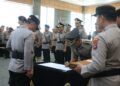Penandatanganan Pakta Integritas Jabatan oleh pejabau utama dan Kapolres yang baru dilantik. Senin, (14/04/2025) [Foto : ist]