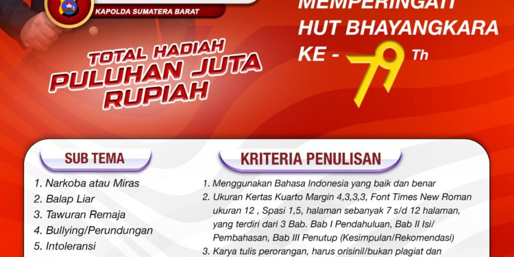 Fliyer lomba karya tulis Polda Sumbar. [foto : ist]