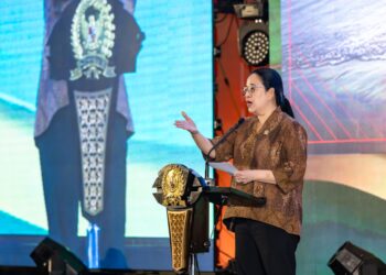 Ketua DPR RI, Puan Maharani saat menghadiri Rapimnas Dekopin. Senin, (26/05/2025) [foto : ist]