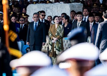 Ketua DPR RI, Puan Maharani saat menghadiri HUT Bhayangkara ke-79. [foto : ist]