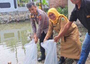 Pemkab Solok Tebar 1.500 Bibit Ikan Nila di Kolam Polsek Kubung