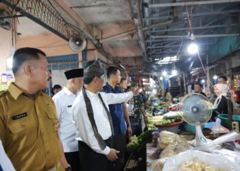 Mentan meninjau langsung penyaluran beras Stabilisasi Pasokan dan Harga Pangan (SPHP) di Pasar Lubuk Buaya, Padang, Sumatera Barat, Selasa (16/9) [foto : ist]