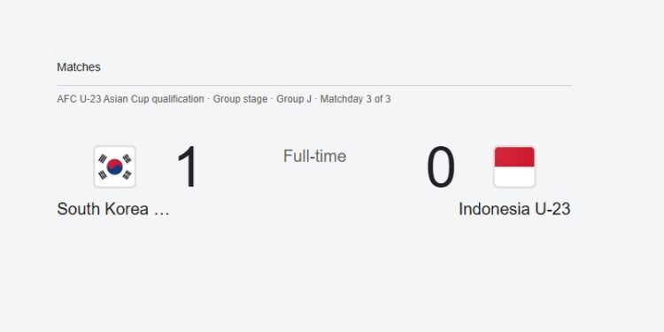 Gagal Tembus Piala Asia U-23 2026, Garuda Muda Tumbang 0-1 dari Korsel