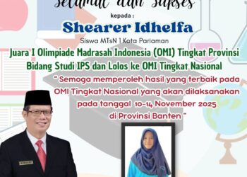 Fliyer ucapan selamat Kakankemenag Kota Pariaman, Rinaldi.[foto : ist]