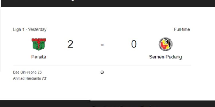 Dilumat Persita, Semen Padang FC Terbenam di Dasar Kelasemen Liga