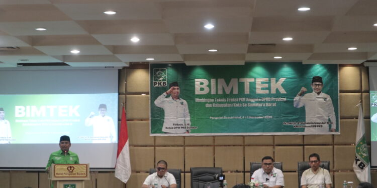 Ketua DPW PKB Sumbar, Firdaus saat membwrikan sambutan.[foto : sci/yrp]