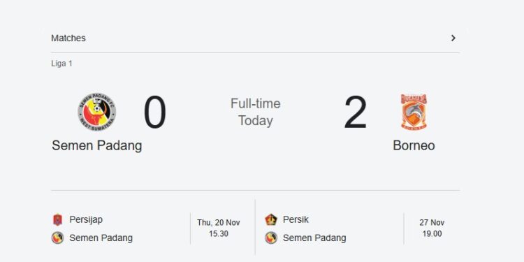 Semen Padang FC Keok Lagi, 8 Kali Kalah Beruntun dan ‘Nyaman’ di Zona Degradasi