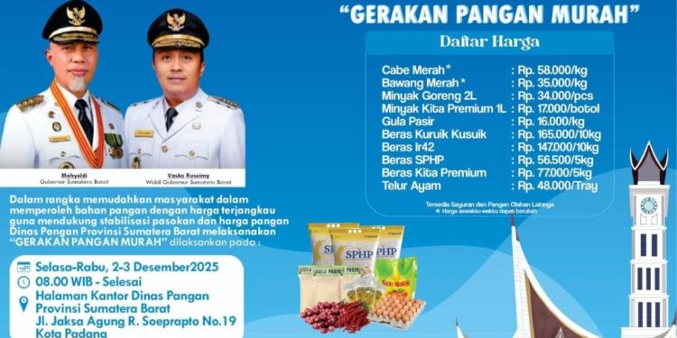 Gerakan Pangan Murah Digelar di Padang, Pemerintah Redam Kenaikan Harga Pasca Bencana