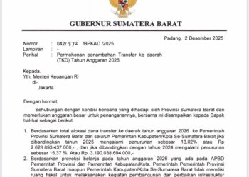 Mahyeldi Minta Pemotongan TKD 2026 untuk Sumbar Dibatalkan, Pemulihan Pascabencana Terancam Terganggu