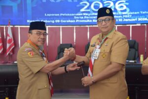 Wakil Wali Kota Padang Maigus Nasir membuka secara resmi Rapat Kerja Cabang (Rakercab) Gerakan Pramuka Kota Padang, di Ruang Bagindo Aziz Chan, Balai Kota Padang Aie Pacah, Sabtu (10/1).(Foto:Ist)