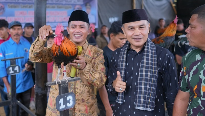 Bupati Solok, Jon Firman Pandu saat membuka Lomba Ayam Kukuak Balenggek (Foto: Ist)