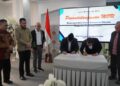 Wali Kota Padang Fadly Amran menyaksikan penandatanganan Memorandum of Understanding (MoU) tentang, Rencana Kerja Sama Investasi dan Pembangunan Kawasan Wisata Terpadu Padang Sarai, Kecamatan Koto Tangah.