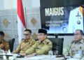 Wakil Wali Kota Padang Maigus Nasir, mengikuti Rapat Evaluasi Bantuan Stimulan Rumah Rusak Pascabencana Hidrometeorologi yang dipimpin Kepala Badan Nasional Penanggulangan Bencana (BNPB), Letjen TNI Suharyanto, Senin (6/7).