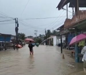 Hujan dengan intensitas tinggi di Kota Padang sepanjang, Senin (3/8) ini mengakibatkan, luapan air yang merendam pemukiman dan sebagian rumah warga di beberapa kelurahan Kecamatan Bungus Teluk Kabung.