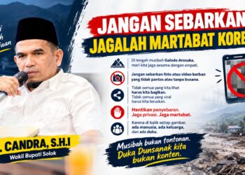 Infografis Wabub Solok, H. Candra melarang masyarakat sebarkan foto dan video tak pantas korban galodo.[foto:ist]